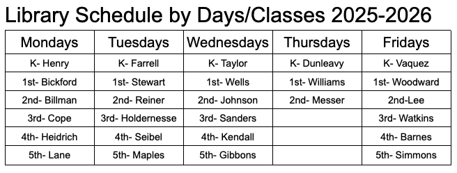 Library Schedule
